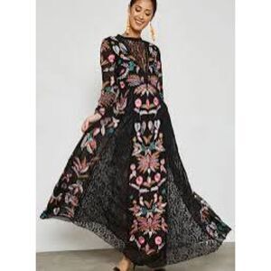 Frock and Frill Embroidered Plunge Maxi Dress Whimsygoth Fairy Romantic Size 20